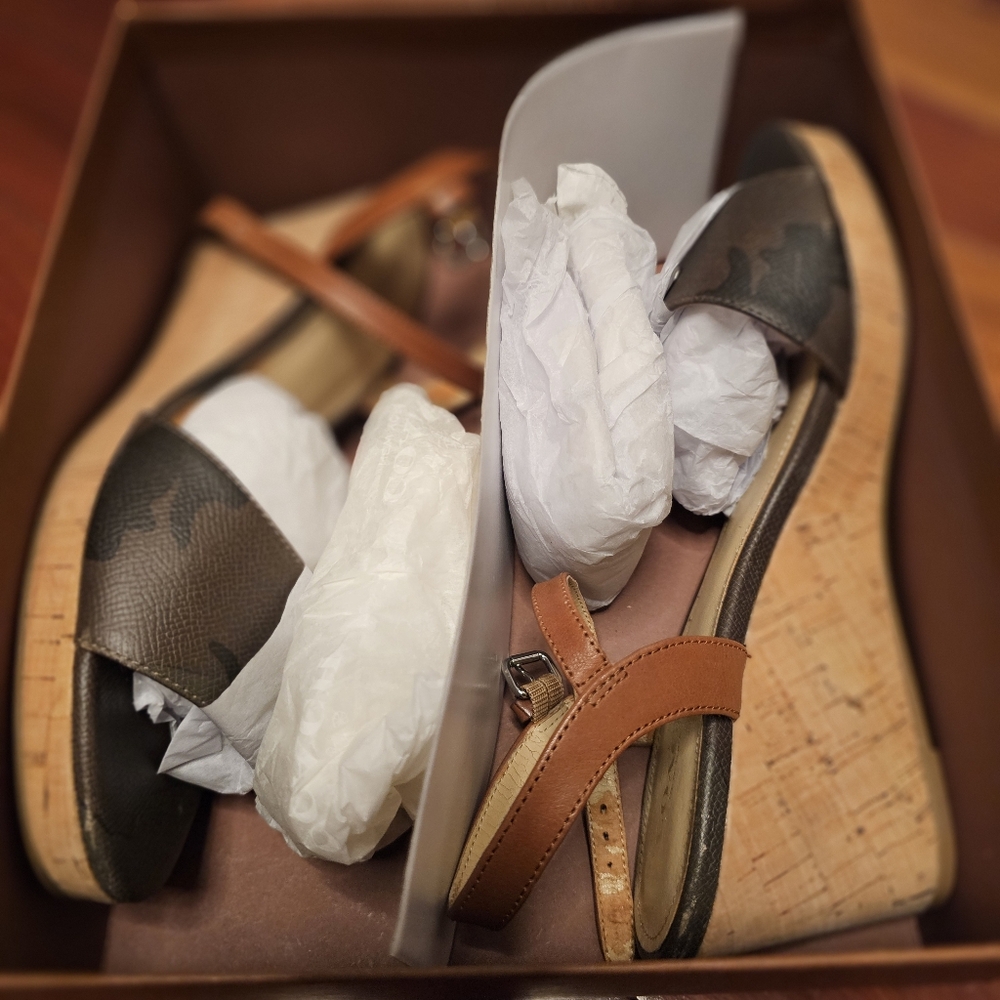 Coach Hinsdale Camo Wedge Sandals - Picture 14 of 17